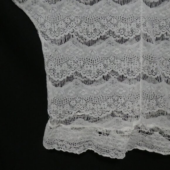 COTTON EXPRESS | large | White Lace Short Sleeve Shirt - Picture 11 of 14